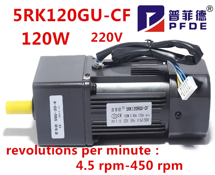 

5RK120GU-CF 220V AC Geared Motors 120W Induction Small Machine 2.7/4.5/9/12.5/18/22/27/4590/108/135/180/270/