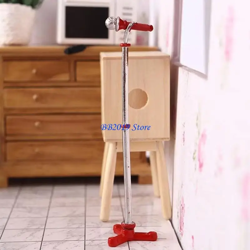 

Q0KB Miniature Microphone Model Figure Doll House Accessory 1/12 Furniture For Craft