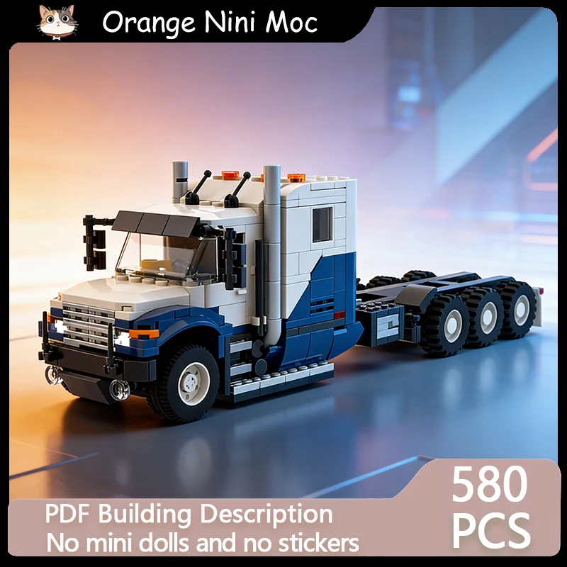 City Engineering Car Model MOC Building Bricks Sleeper Semi Truck Modular Technology Gifts Holiday Assemble Children Toys Suit