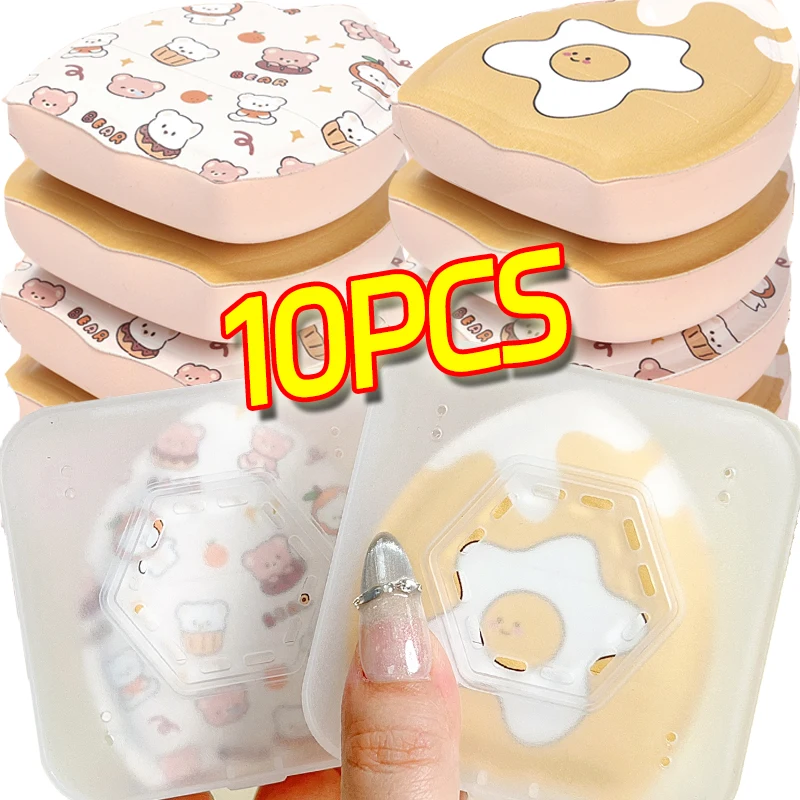 Cute Air Cushion Cosmetic Puff with Storage Box Makeup Cotton Candy Sponge Soft Leather Clip Wet and Dry Use Powder Puff Tools