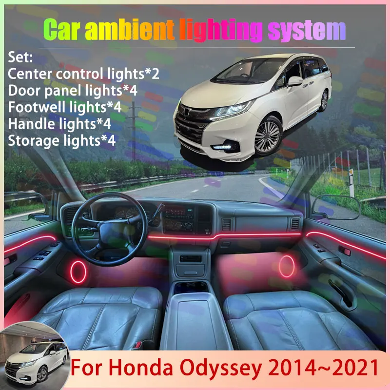 

Для Honda Odyssey MK5 RC1 RC2 RC4 2014 ~ 2021 2015 2/18 в 1 автомобильный атмосферный светильник RGB абажур ансамбль стример атмосферный набор