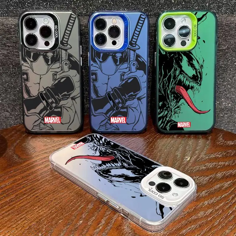 Case For Apple iPhone 11 13 15 Pro Max 14 Plus 12 Phone Cover Silicone Shockproof Protective Funda Spiderman Ironman Marvel