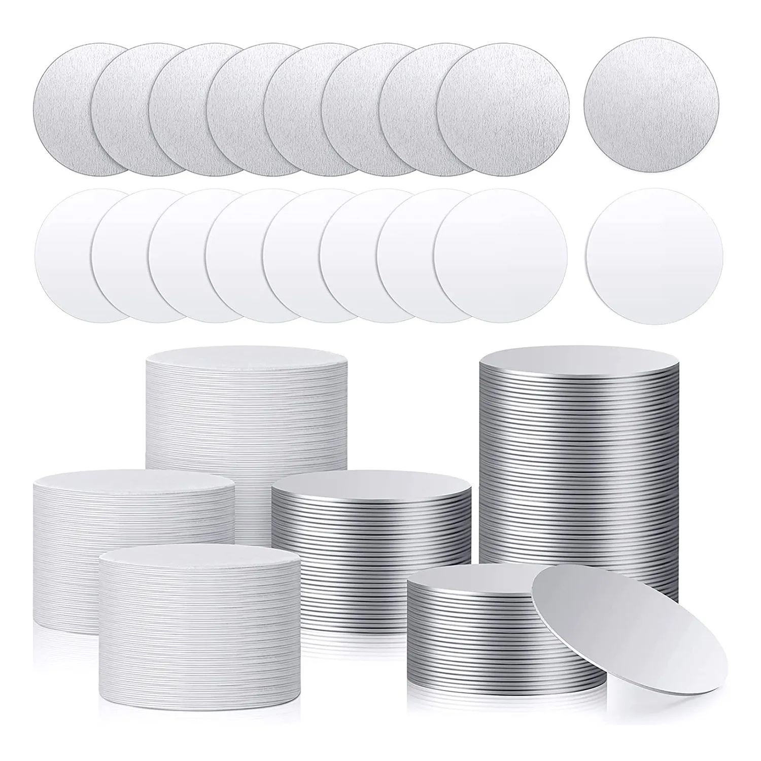 Sublimação em Branco Alumínio Adesivos Grupo Round Blank Bezel Bandeja Pingente Folha de Alumínio Sublimação em Branco Discos 100 Pcs