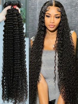 Bundles de cheveux humains Deep Wave, 100% cheveux vierges non transformés, support bon marché, cheveux ondulés, richesse péruvienne, 12A, 3/4