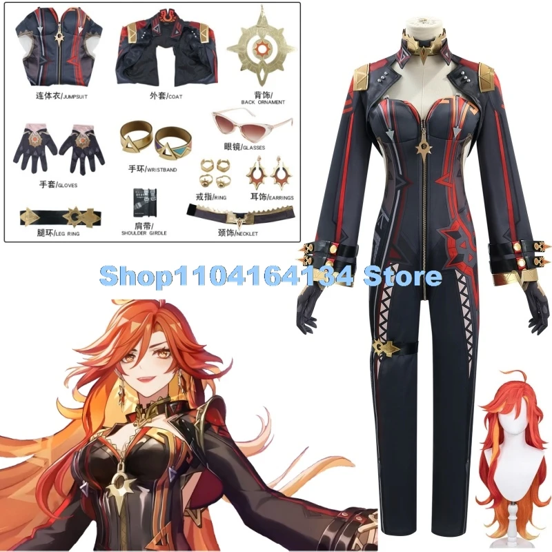 Genshin Impact Mavuika Cosplay Costume Full Sets uniform Mavuika Cosplay Wig Suits Christmas Anime party women Cos costume dress