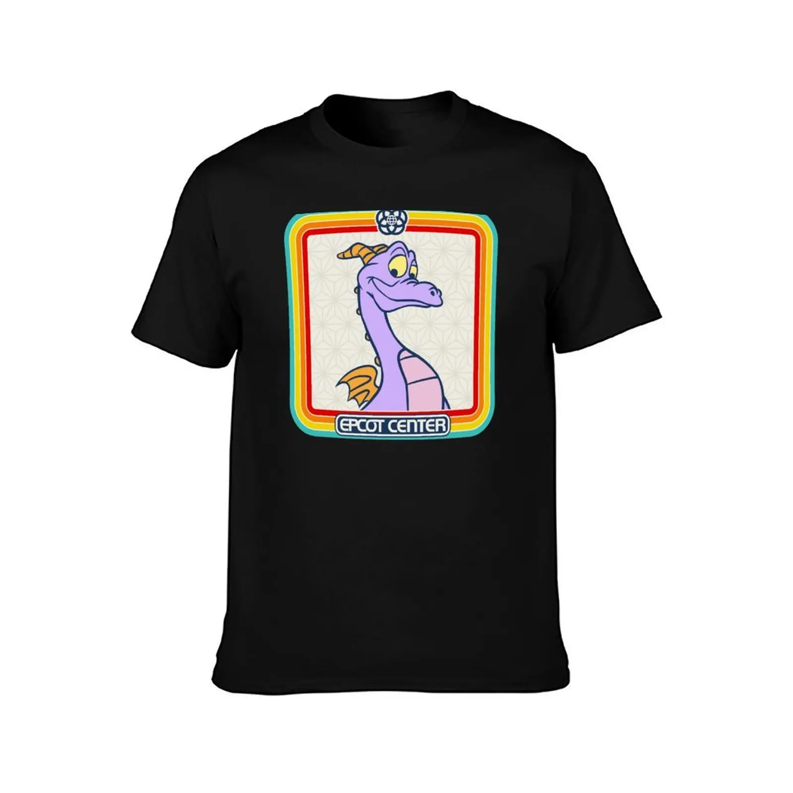 EPCOT Center Figment Rainbow stripe Frame T-Shirt Casual Basic Street Style T-Shirt