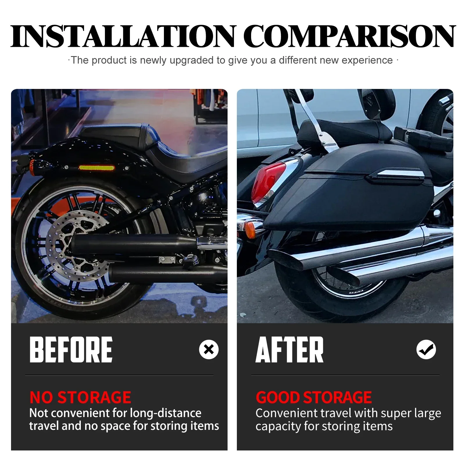 Bolsas duras para motocicleta, alforjas, maletero, equipaje y Kit de soporte de montaje resistente para Harley Touring Softail XL, Suzuki y BMW