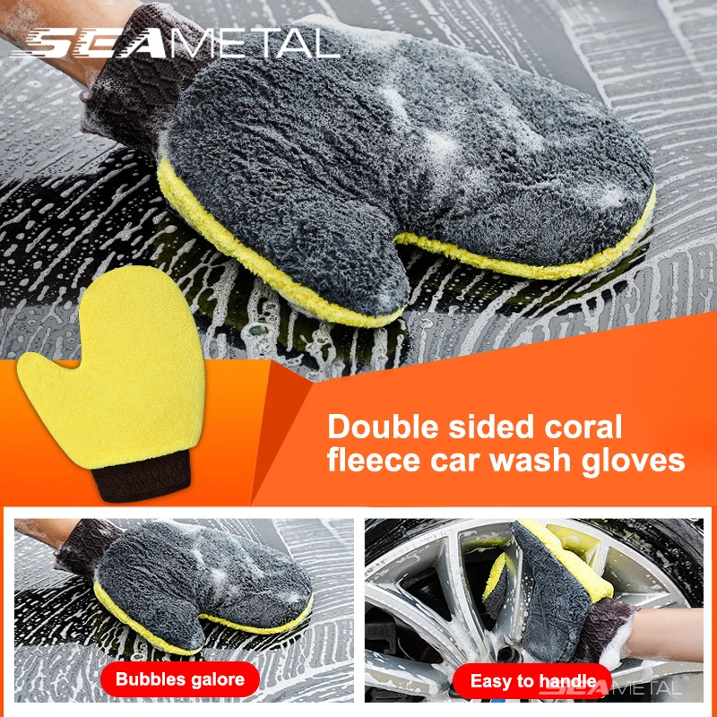 SEAMETAL Paint Cleaner Microfiber Chenille Car Wash Glove Auto Cleaning Mitt Gloves Home Duster Car Care Products