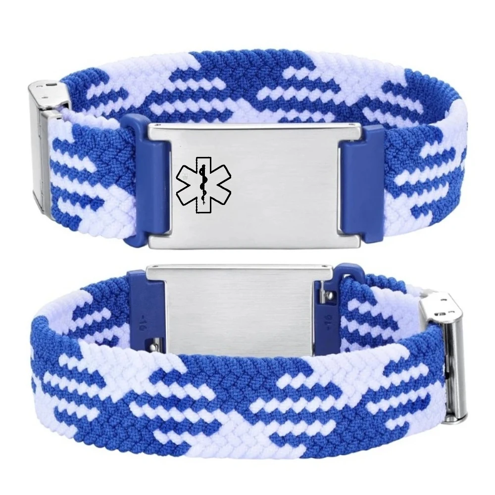 Medical alarm rope bracelet adjustable for men and women Personalized customized medical QR code ID for allergic diabetes