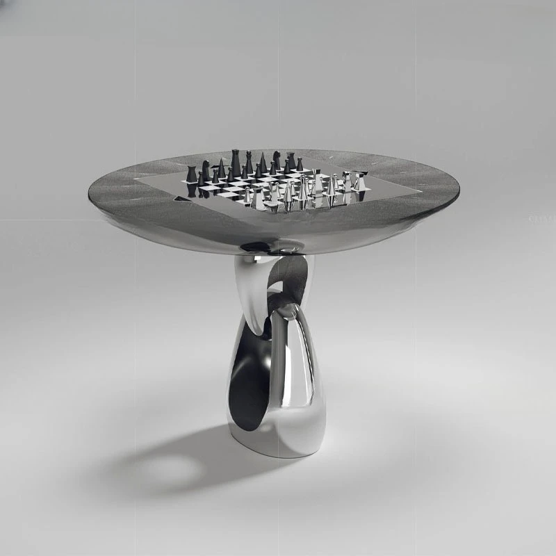 chess and card table leather art modern designer creative entertainment stainless steel board table game table