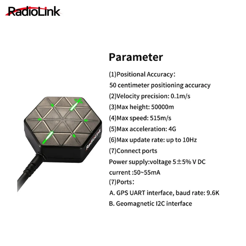 Radiolink M10N GPS SE100 Module High Positional Accuracy Work with GLONASS/BeiDou for APM PX4 Pixhawk 2.4.8 Flight Controller