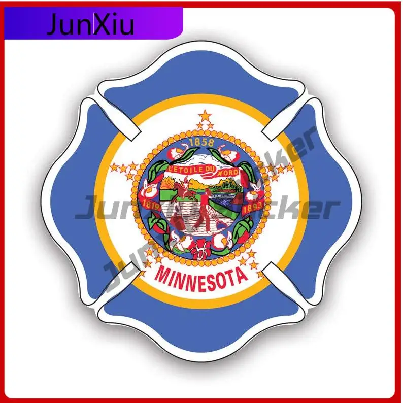 Minnesota State Maltese Cross Shaped Sticker Uv Protected Fighter Dept First Responder Symbol Of Protection Car Sticker Vinyl