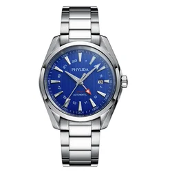 10BAR Water-resistant Automatic GMT Watch Fashion Luxury Mechanical Wristwatch Solid SS Sapphire Glass Blue Dial Aqua