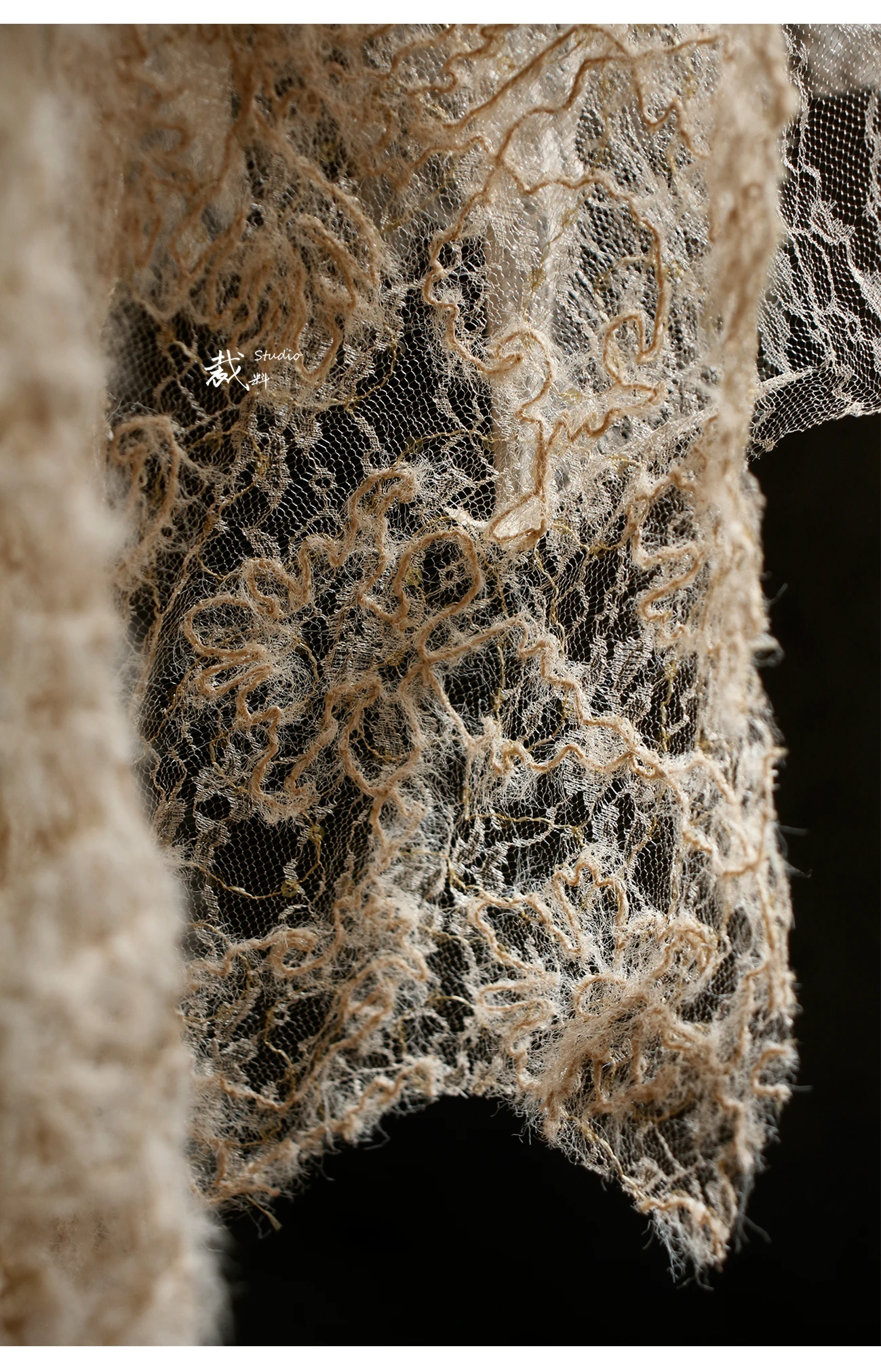 

3d Lace Fabric Plush Sequin Embroidery Lace Texture Perspective Fabric Gift Clothing Designer Fabric with Hollow Lace for Sewing