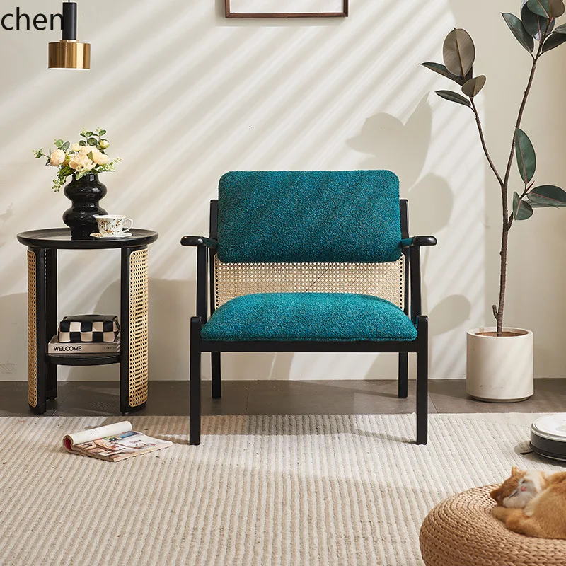 YFY  Single Sofa Chair Solid Wood Fabric Leisure Chair Living Room Sofa Chair