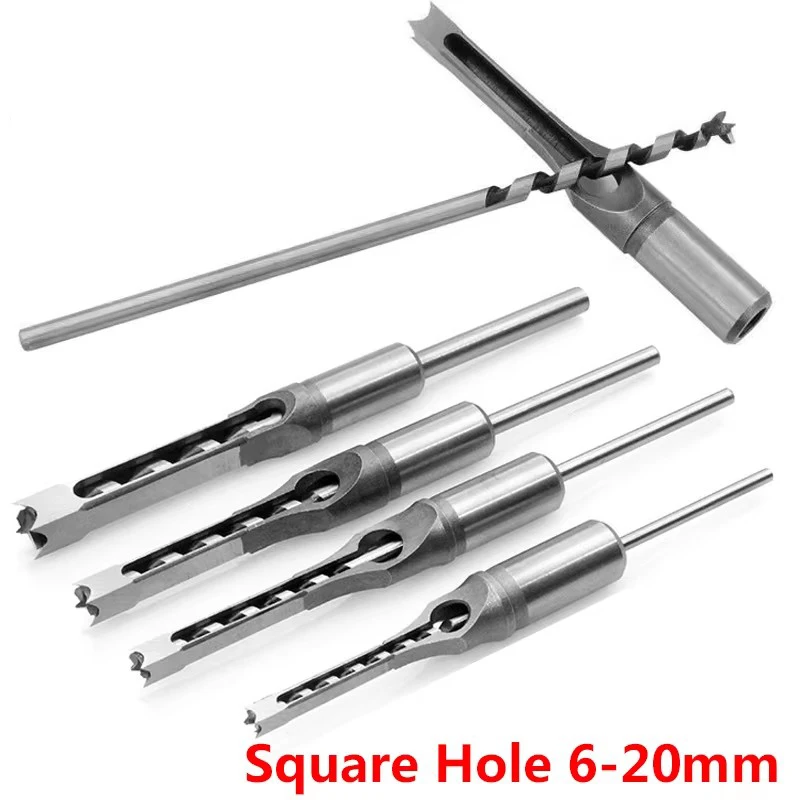 High Speed Steel Fried Dough Twists drill 6mm-16mm Square Hole Drill Sleeve square Hole Woodworking Drill Tapper