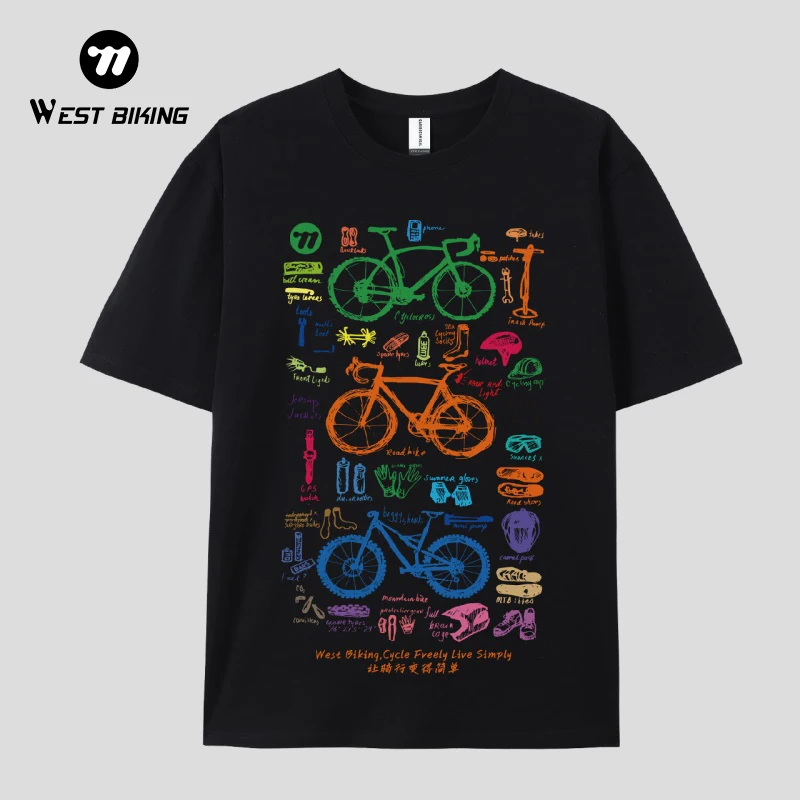 

WEST BIKING Brand T-shirt For Men Women Bicycle Cycling Print Luxury Brand Cultural Shirt