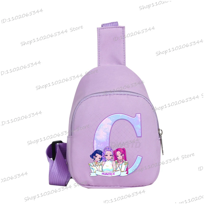Fashionable Anime Cartoon Letter A-Z Chest Bag Cartoon Print Girls Boys Trendy Outdoor Leisure Messenger Bag Y2K Chest Bags
