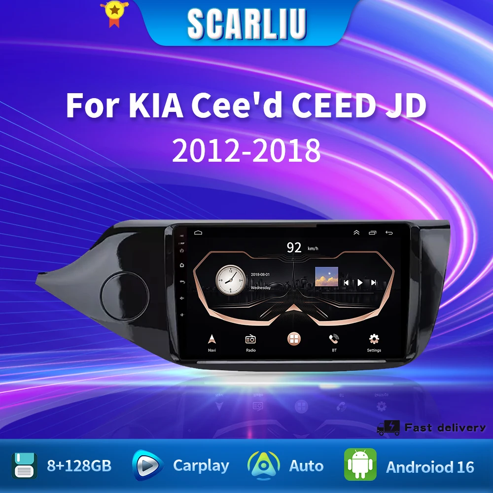 

Android 16 For Kia CEED 2 JD 2012 - 2018 Car Radio Stereo Multimedia Player GPS Navigation unit carplay 2K Screen android auto