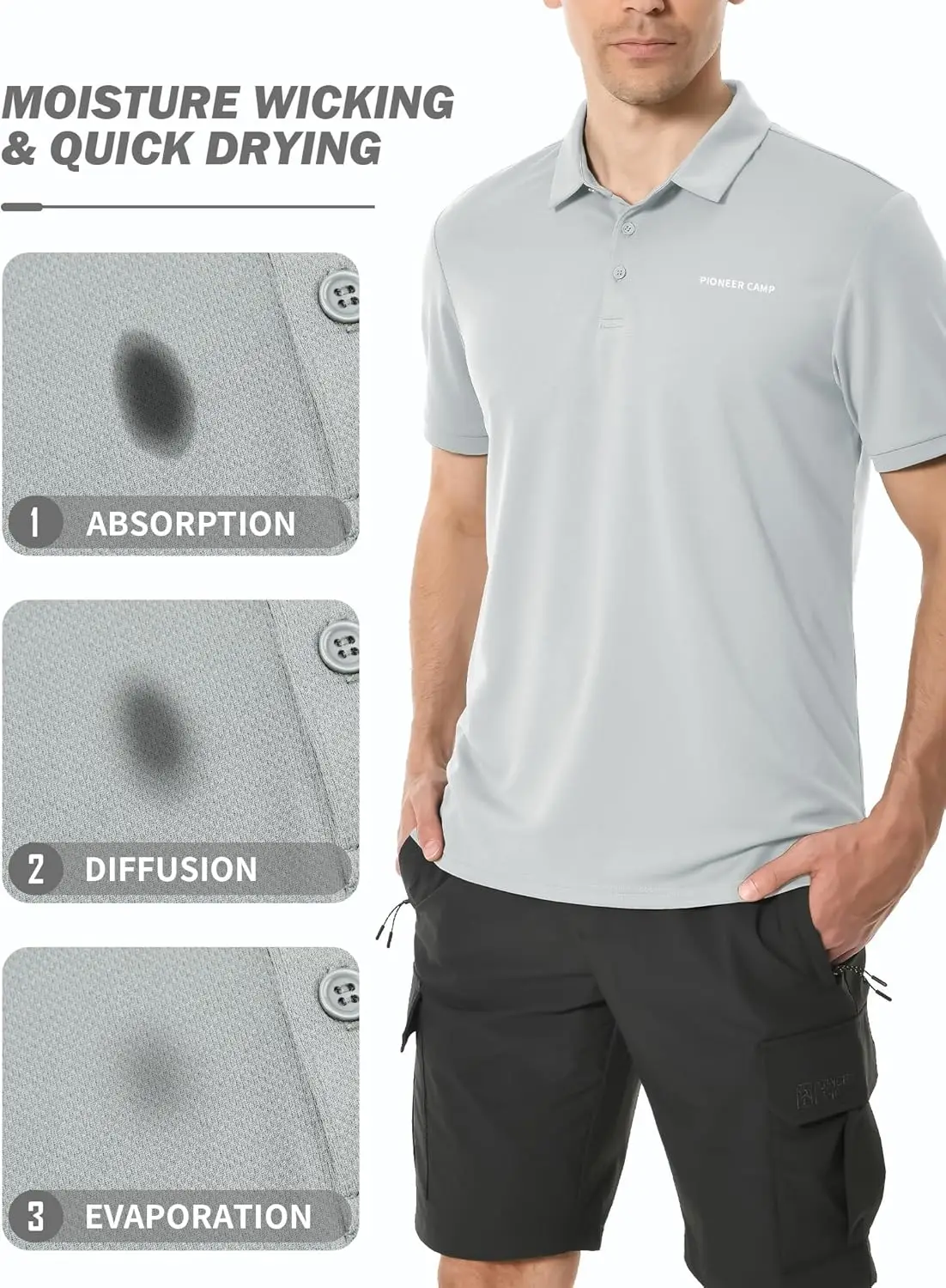 Mens Golf Polo Shirts Soft Solid Plain Quick Dry Lighweight Short Slevee Outdoor Polo T-Shirts