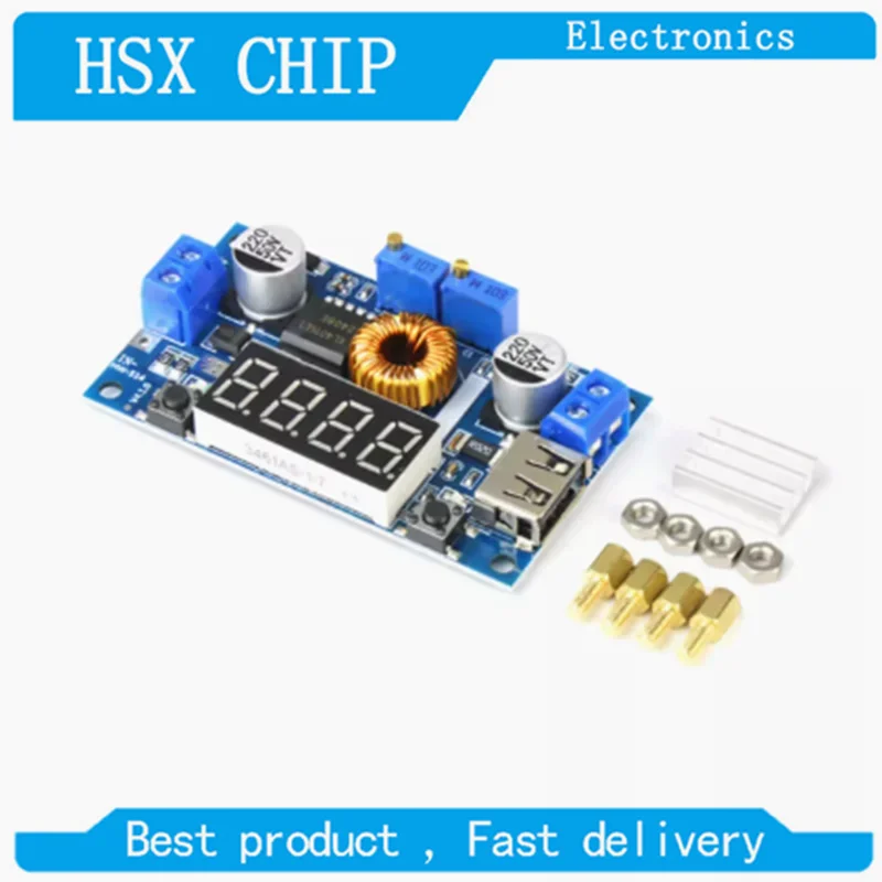 5A 75W XL4015 DC-DC Converter Adjustable Step-Down Module 4.0-38V to 1.25V-36V DIY Adjustable Power Supply with Voltmeter