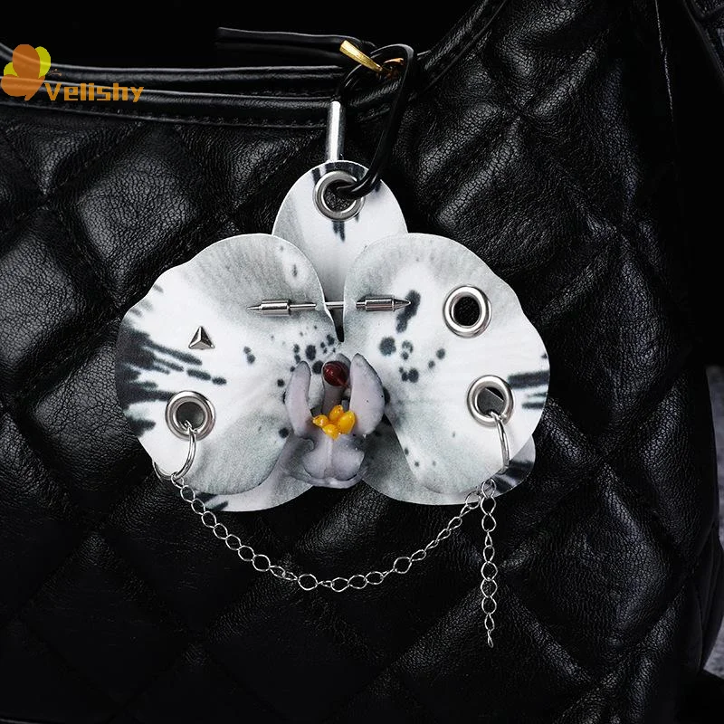 Exquisite Simulation Phalaenopsis Keychain Backpack Decoration Gifts Creative Hand-punched Puncture Simulation Flower Keyring