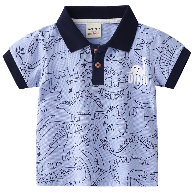 T-Shirt a maniche corte stampata in cartone animato per bambini estate Polo a blocchi di colore allentata in cotone traspirante, disponibile per età 3-8