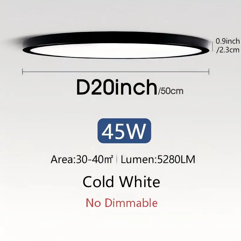 MARPOU 50CM grote LED-plafondlamp met slimme APP-afstandsbediening Ultradunne lichtarmatuur Plafondverlichting voor slaapkamer woonkamer