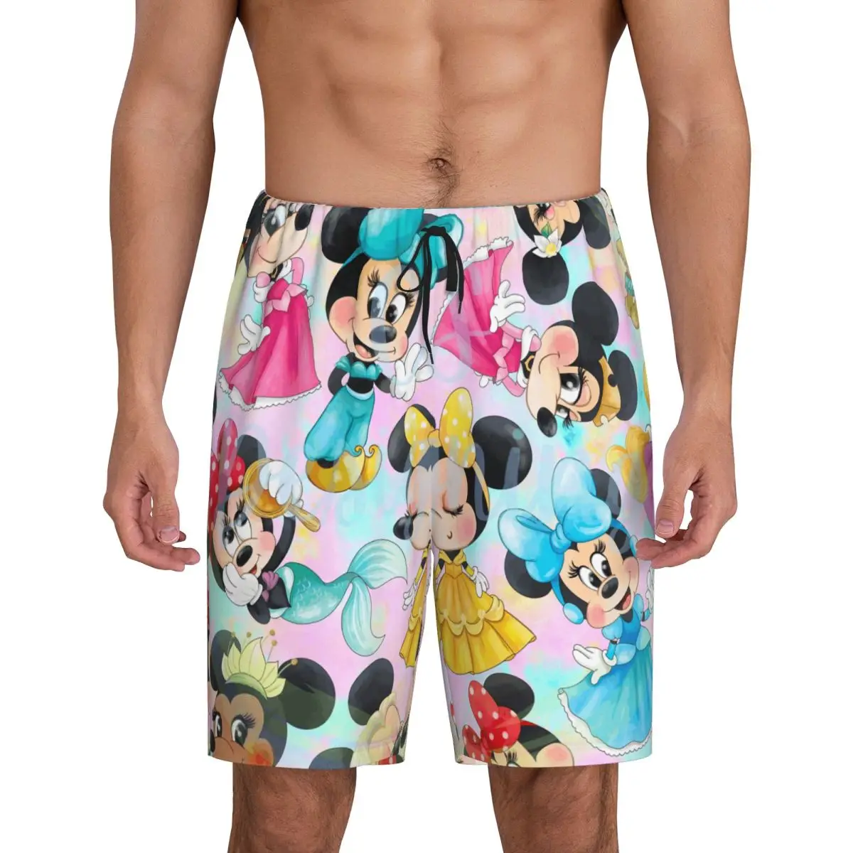 

Men Minnie Mickey Mouse Cartoon Animation Pajama Shorts Custom Print Sleep Pjs Sleepwear Bottoms with Pockets