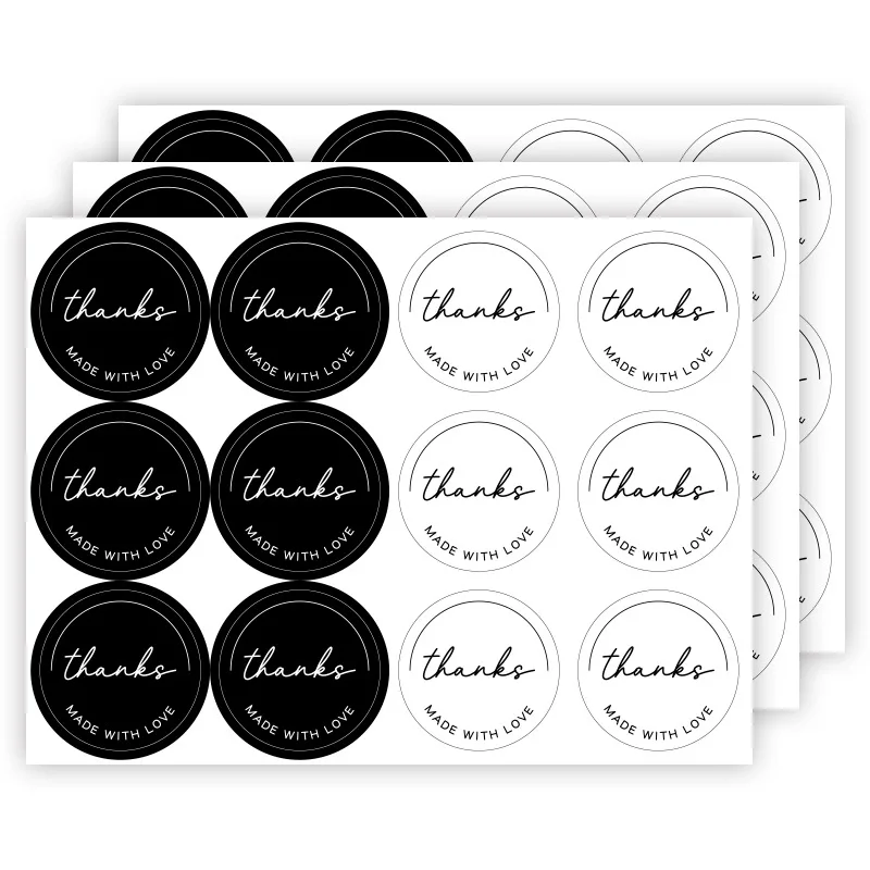 12 Stück schwarz-weiße Backaufkleber, runde Siegelaufkleber, selbstklebende Etiketten für die Verpackung von Kaffee, Milch, Tee, Dekoration
