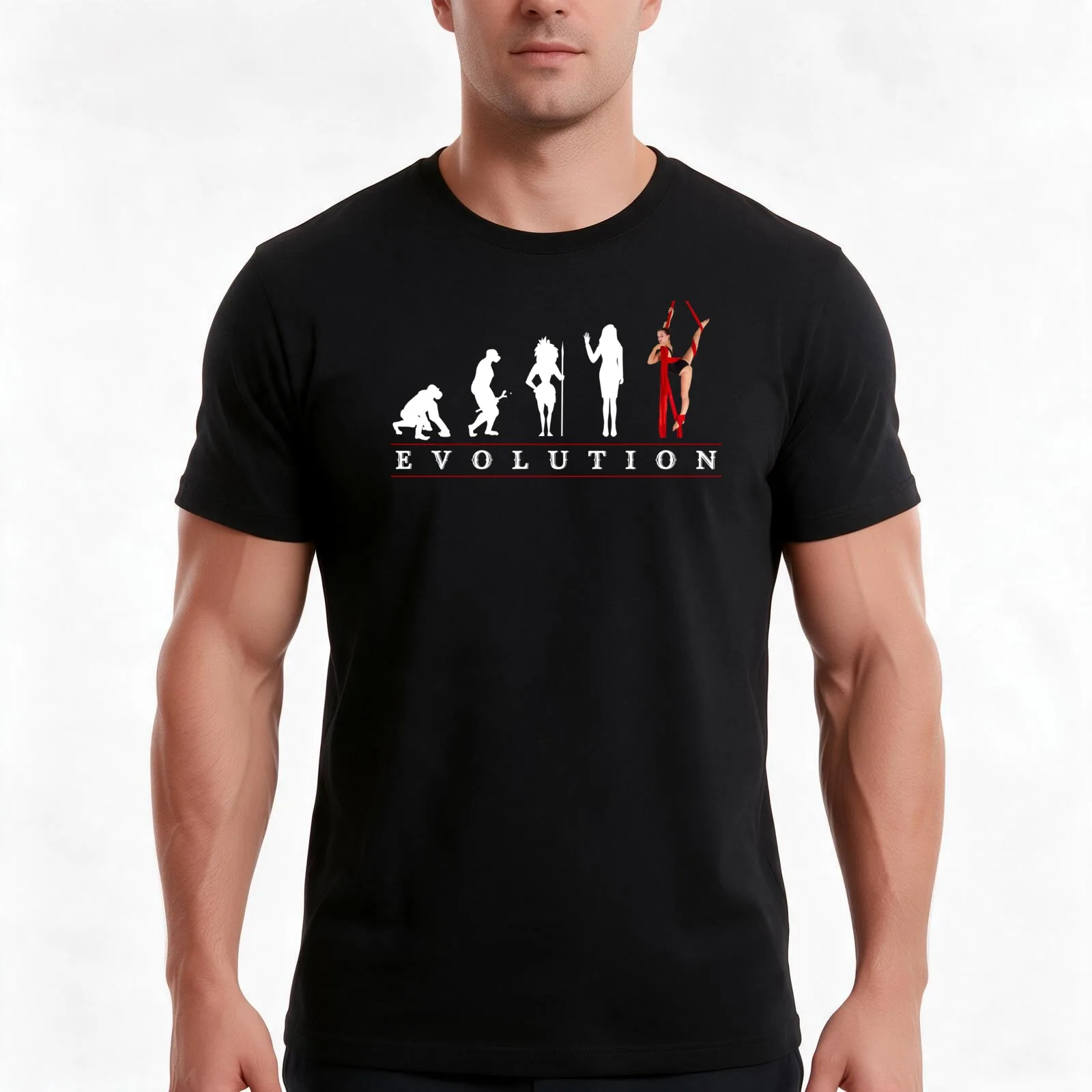 Womens Aerial Silk Evolution of Woman T-Shirt, Summer Casual Cotton Tee, Oversized Streetwear Tops, Vintage Graphic Print
