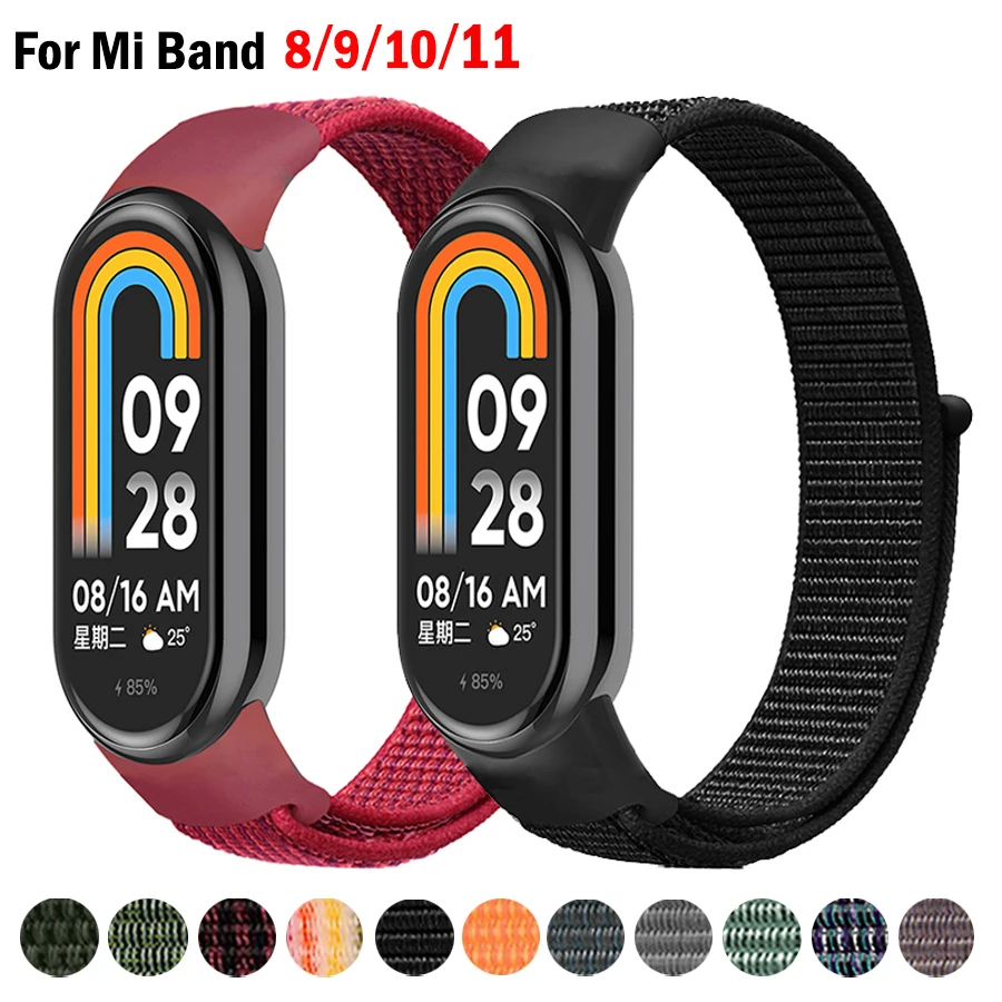 Pasek z nylonowej pętelki do Xiaomi Mi Band 11 10 9 8 SmartWatch, bransoleta na nadgarstek, zamienny pasek sportowy do Miband 8 9 10