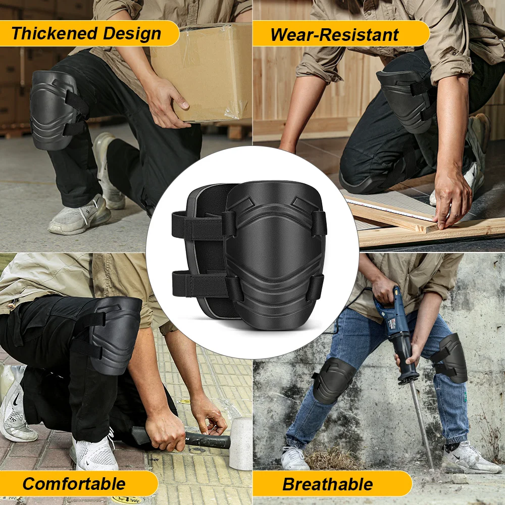 Knee Pads for Work, Construction Knee Pads for Men, Heavy Duty Comfortable Foam Knee Pads for Gardening Flooring and Cleaning, Strong Stretchable Straps