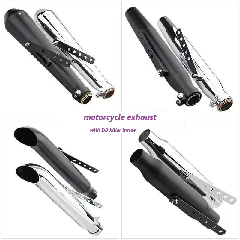

Motorcycle Exhaust Muffler Retro Vintage Classic Electroplating Escap Moto for Cafe Racer Bobber Chopper Custom