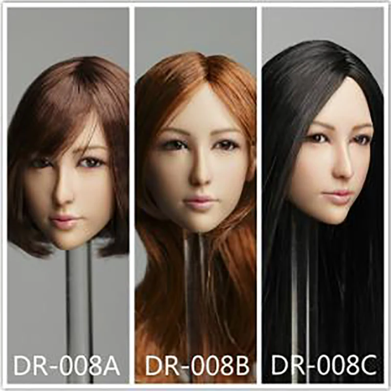 

QI AN TOYS DR-008 1/6 Movable Eyes Female Head Sculpt Removable Hair Head Carving Fit 12'' Soldier Action Figure Body Collection