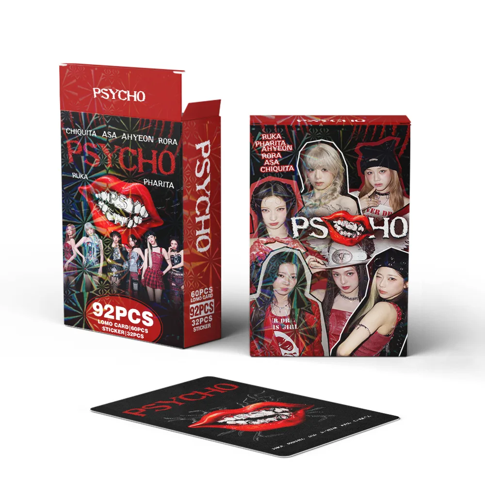 

92 мини-карточки для девочек K-pop для нового альбома «PSYCHO» с поддержкой фотокарточек, наклейки для карт AHYEON LOMO, фанат, коллекционный подарок