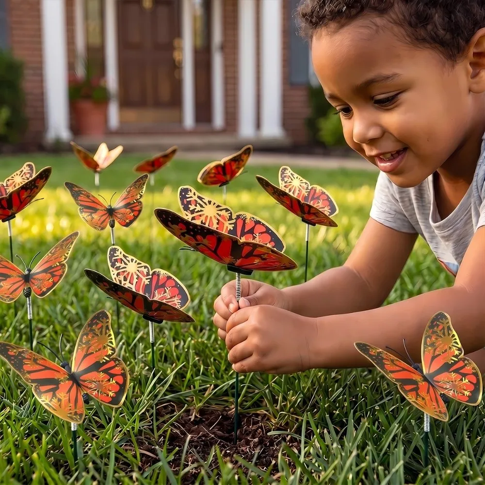 Colorful Butterfly Stakes Lifelike Dreamlike Simulation Butterfly Ornaments Multi-purpose Plant Plug