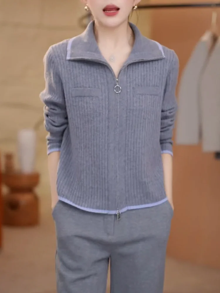 

Вязаный открытый кардиган в корейском стиле, простой дизайн, женская модная одежда больших размеров, стройнящий топ для осеннего сезона