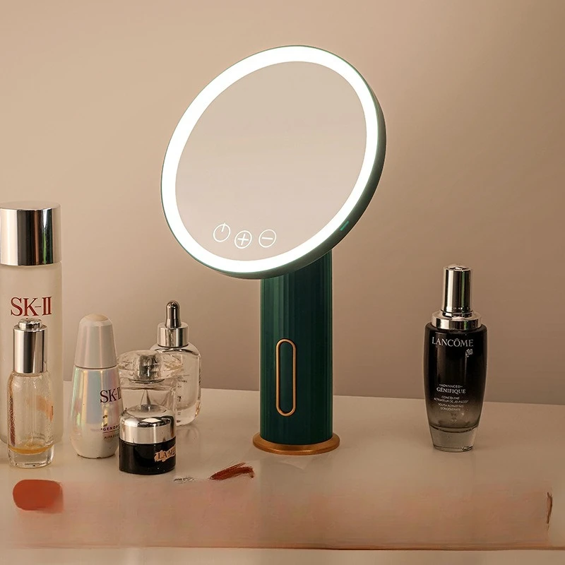 

Handheld Led Makeup Decorative Mirrors Standing Princess Round Table Mirrors Portable Plastic Home Miroir De Maquillage MHHZJ