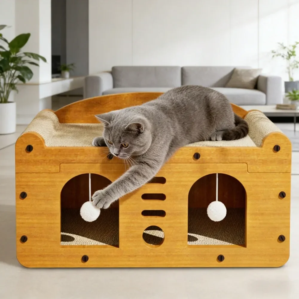 

Cat Scratchers Cat Stuff Cat TowerCat Ching Post House HeavyDuty Cardboard, SpaceSaving, Ideal For Large Breeds MultiCat Homes