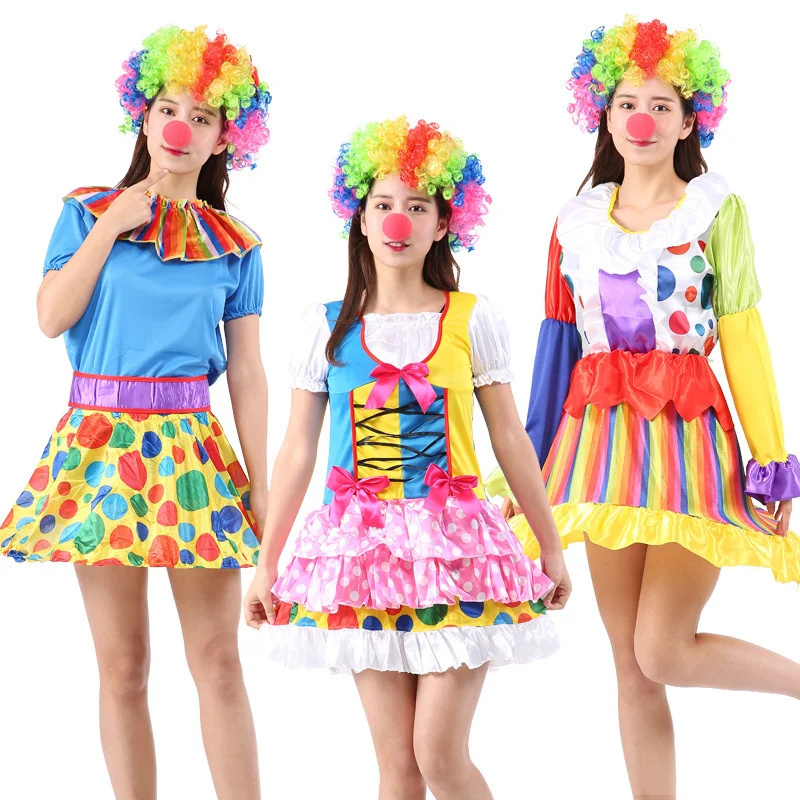 Halloween Clown wydajność kostium mężczyźni clown Cosplay masquerade spektakl taneczny śmieszny kostium up dorosły Clown garnitur party dress