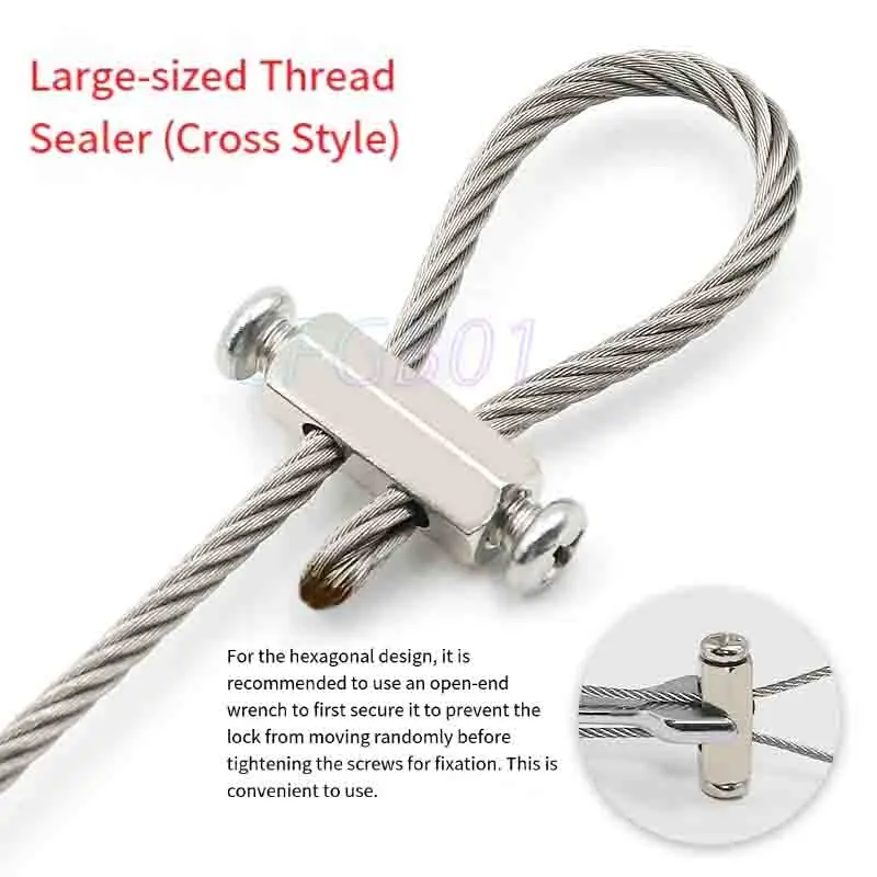 304 Stainless Steel Wire Rope Locking Clip Cable Clamp Hanging Hanger Safety Hook Fastener Rope Clip for Chandelier Signage