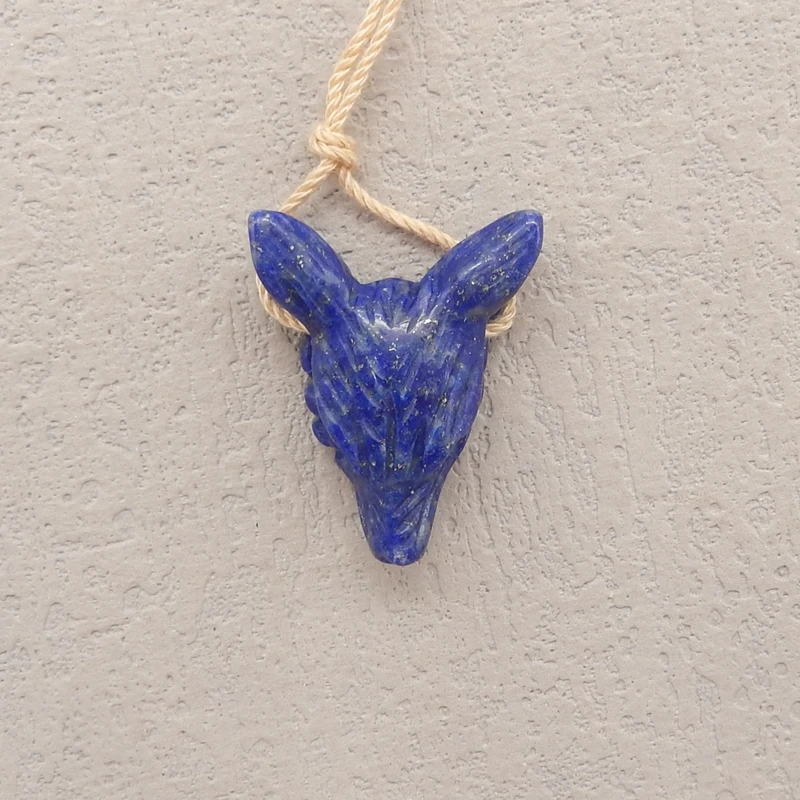 

Подвеска в виде головы волка для ювелирных изделий своими руками, натуральный камень, лазурит, бусина ручной работы, модные аксессуары, 2,8 г, 23x19 мм x 7 мм