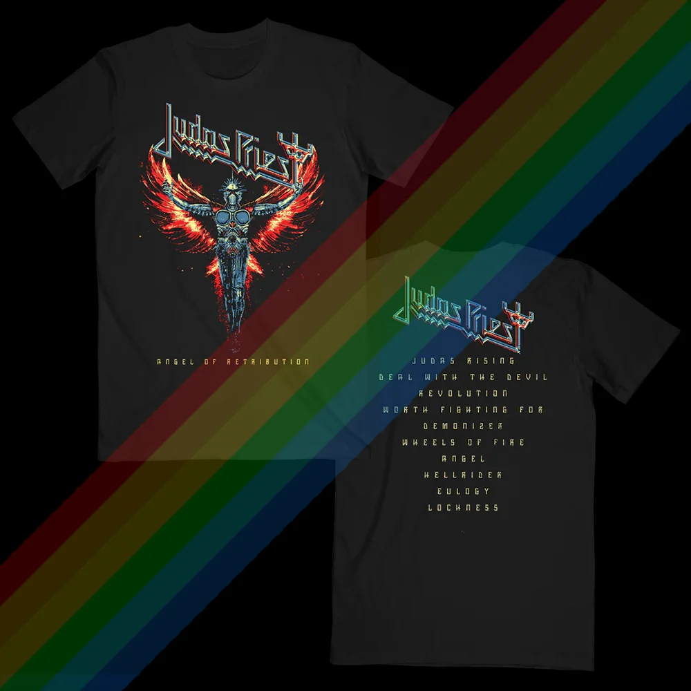 

2025 New Men Summer T Shirt Judas Priest The Invincible Shield Winged Man Tour Tour T-shirt Short Sleeves 100% Cotton S-3XL