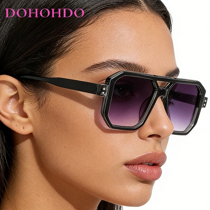 

Vintage Fashion Double Bridge Sun Protection Sunglasses For Men Shades Retro Sunglasses Womens Trendy Shades Gafas De Sol UV400