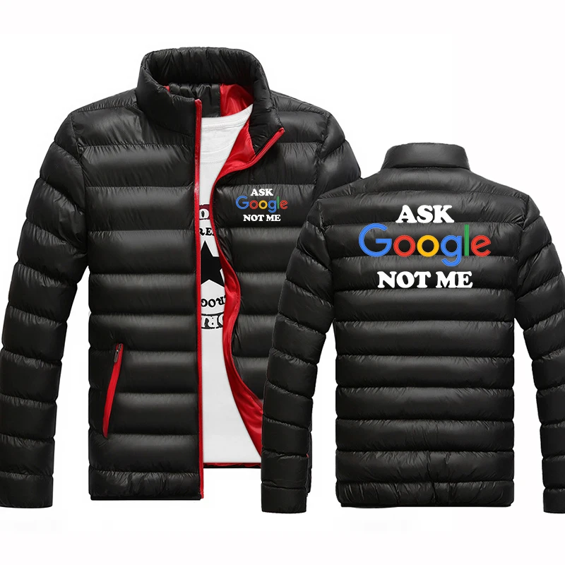 Jaqueta Masculina 2026 com Estampa Divertida 'Ask Google Not Me', Confortável e Quente para Outono e Inverno