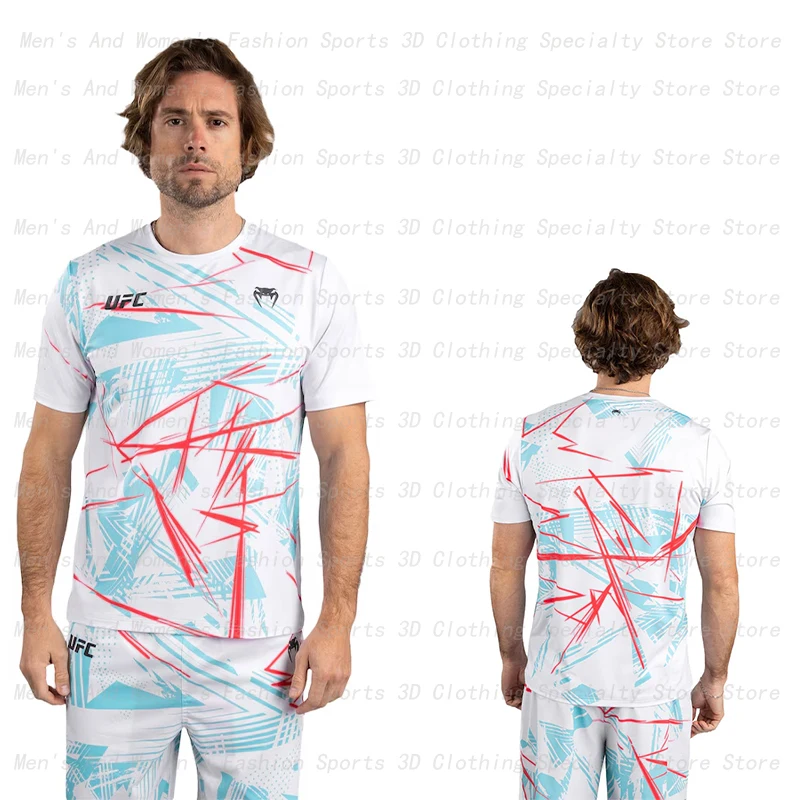 Ufc mundo boxe camiseta luta luta jogo topo 3d secagem rápida terno de boxe masculino e feminino esportes radicais mangas curtas