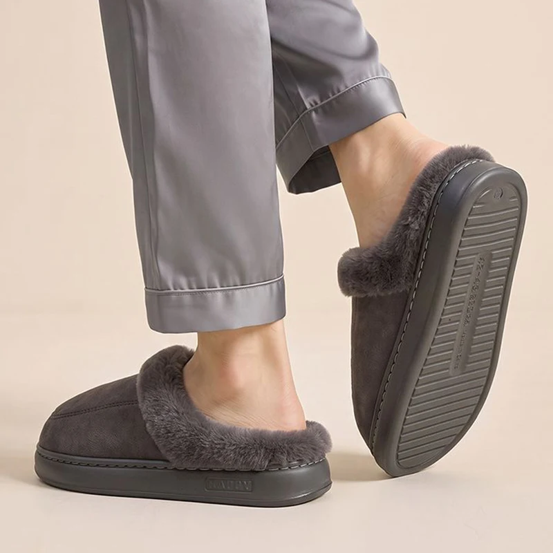 Übergrößen 51 Flauschige Fell-Hausschuhe für Herren Winter 2026 Weiche Wolken-Schuhe mit Dicker Sohle Warme Plüsch-Hausschuhe für Herren – Detail 6