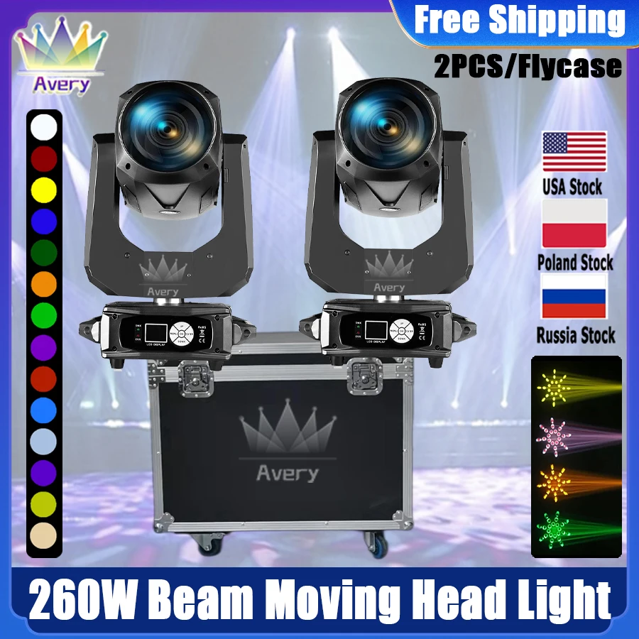 

0 Tax 2Pcs Bulb Beam 260W Moving Head Lighting 16+honeycomb prism Double Prism With flight Case For Dj Disco Night Club Wedding