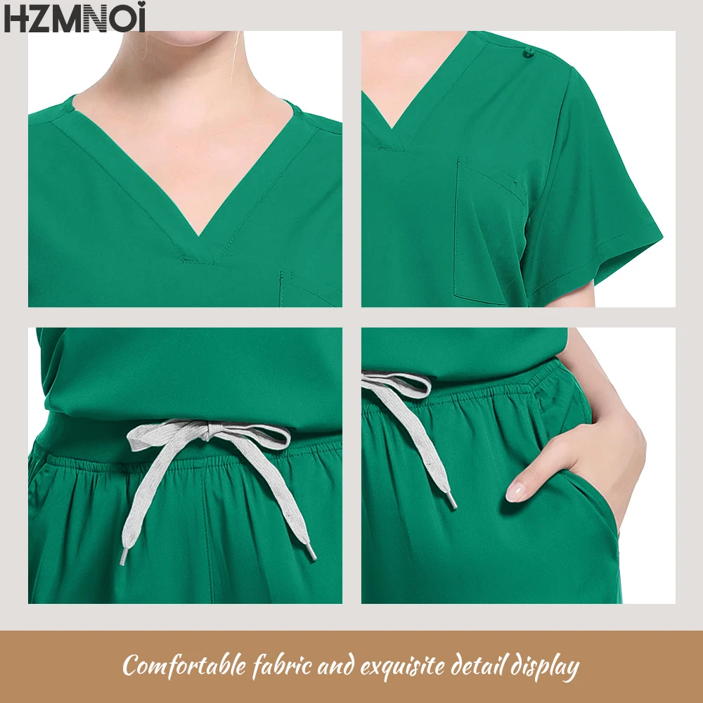 HZMNOI – uniforme d'infirmière de pharmacie multicolore à manches courtes, vêtements de travail pour médecin d'hôpital, uniformes de chirurgie dentaire orale, ensemble de gommage médical